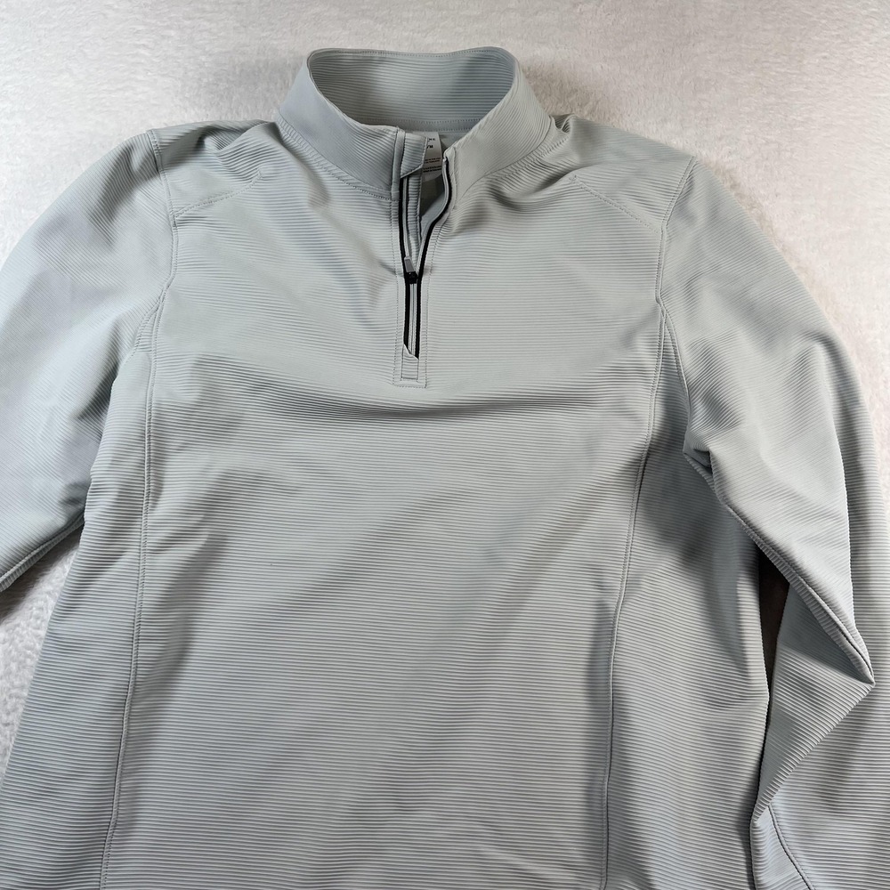 Rhone Covert Ribbed 1/4 Zip Pullover Mens Medium Gray Long Sleeve Mock Neck